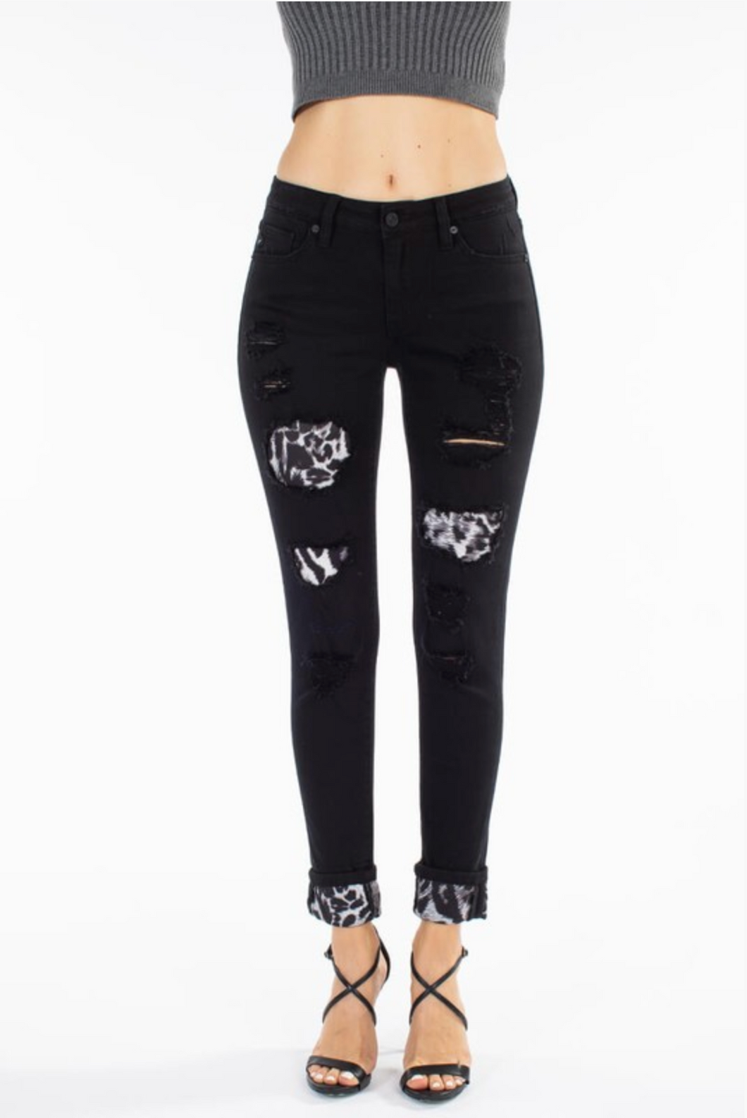Rebel With a Cause Snow Leopard Patch Kan Can Skinnies