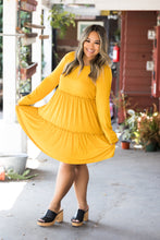 Load image into Gallery viewer, Tiered Decadence Mustard Dress

